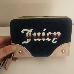 Juicy Couture Blue and Pink Wallet with Embroidered Logo